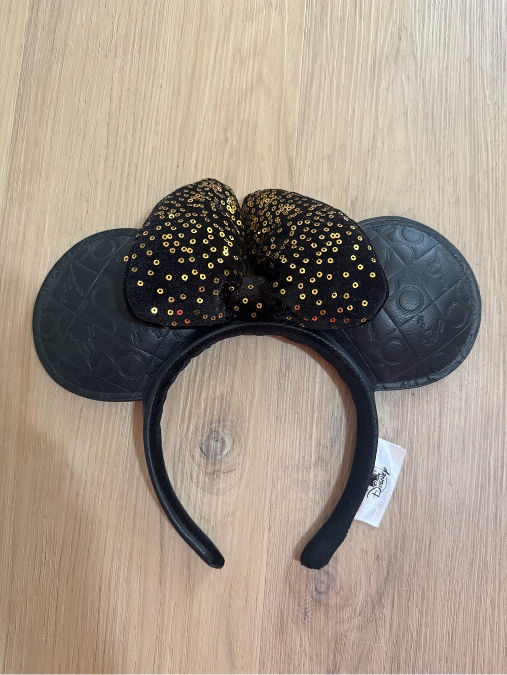 50th anniversary Disney Black and Gold Minnie Ears Sequin Bow